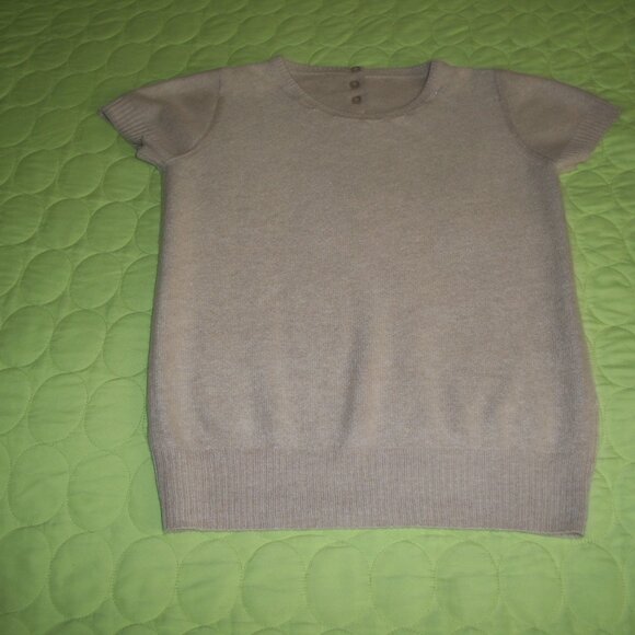 NWOT Halogen Light Beige Cashmere Sweater Short Sleeve - Picture 11 of 16